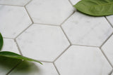 Carrara White Marble Mosaic Tile, CWMM3HEX-A, 2-3/4"X2-3/4" Hexagon, 11-3/4"X10-1/4"X3/8", Polished