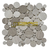 Marble Mosaic Tile, "Bolle Collection", MM 9102 - White Oak, 11"X11", Polished