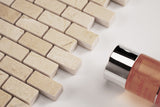 Crema Marfil Marble Mosaic Tile, "Mini Brick Collection", CMMM5854 - Crema Marfil, Chip Size 5/8"X1-1/4" Mini Brick, 12"X12"X3/8", Polished