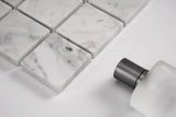 Carrara White Marble Mosaic Tile, CWMM0202 - 2"X2" Square, 12"X12", Polished