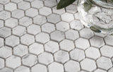 Carrara White Marble Mosaic Tile, CWMM1HEX, 1" Hexagon, 11-1/2"X11"X3/8", Polished