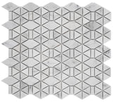Carrara White Marble Mosaic Tile, CWMM1TRI-H, Triangle, 12"X10-3/4"X3/8", Honed