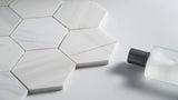 Volakas White Marble Mosaic Tile, VWMM3HEX-A-H, 3"X3" Hexagon, 12''X10.5''X3/8", Honed