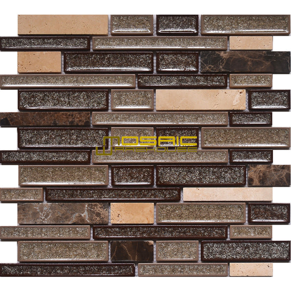 Crackled Glass and Stone Mosaic Tile, 