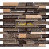 Crackled Glass and Stone Mosaic Tile, "Urban Collection", CGM 6201 - Suburban, Strips, 12"X11-1/2"