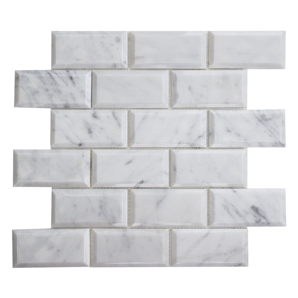 Carrara White Marble Mosaic Tile, CWMM0204-B  2
