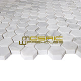 Copy of Carrara White Marble Mosaic Tile, CWMM1HEX-H, 1" Hexagon, 11-1/2"X11"X3/8", Honed