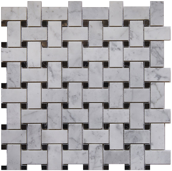 Carrara White Marble Mosaic Tile, CWMM1WEA+B-H, 1