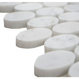 Carrara White Marble Mosaic Tile, CWMM54OVL-H, 5/8''X1.25'' Oval, 12"X11.5"X3/8", Honed