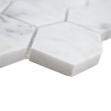 Carrara White Marble Mosaic Tile, CWMMLHEX-H, 2.5"X2" Hexagon, 12''X11''X3/8", Honed