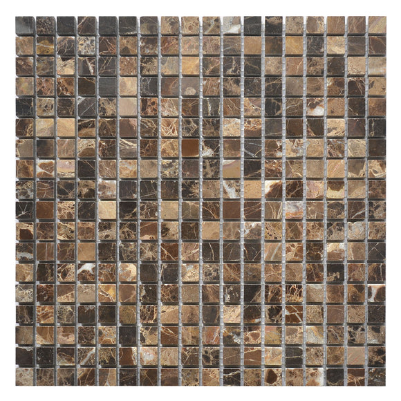 Emperador Dark Marble Mosaic Tile, EDMM5858 - 5/8