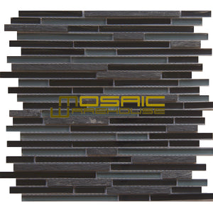 Glass and Stone Mosaic Tile, "Horizon Collection", GM 6104 - Midnight, 12"X12"