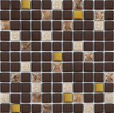 Glass and Stone Mosaic Tile, "Mini Teseo Collection", GM 6202 - Axinite, Chip Size 1"X1", 12"X12"