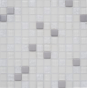 Glass, Stone, and Metal Mosaic Tile, "Mini Teseo Collection", GM 8301 - Diana, Chip Size: 1"X1" Square, 12"X12"