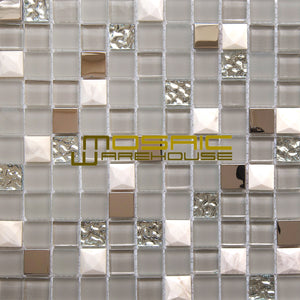 Glass, Stone, and Metal Mosaic Tile, "Mini Teseo Collection", GM 8303 - Nana, Chip Size 1"X1", 12"X12"
