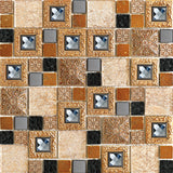 Glass, Stone, and Metal Mosaic Tile,"Mini Teseo Collection", GM 8306 - Pyramid, 2"X2" Square, 11-1/2"X11-1/2"