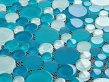 Glass Mosaic Tile, "Bubble Collection", GM 4104 - Ocean, Mixed Rounds, 12"X12"