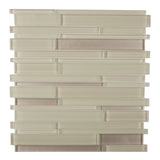 Glass Mosaic Tile, "Simply Color Collection", GTM 004- Arizona, Mixed Strips, 12-1/2"X12"