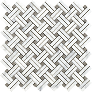 Marble Mosaic Tile, "Knot Collection", MM 7201 - Basket, 12"X12", Polished