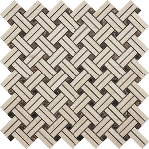 Marble Mosaic Tile, "Knot Collection", MM 7203 - Patch, 12"X12", Polished
