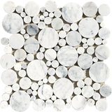 Marble Mosaic Tile, "Bolle Collection", MM 9101 - Carrara White, 11"X11", Polished