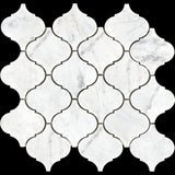 Marble Mosaic Tile, "Lantern Collection", MM 9201B - Carrara White, 3"X3" Arabesque, 12"X13"X3/8", Polished