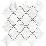 Marble Mosaic Tile, "Lantern Collection", MM 9201A - Carrara White, 2-1/2"X2-1/2" Arabesque, 11-1/2"X11-1/4"X5/16", Polished