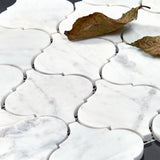 Marble Mosaic Tile, "Lantern Collection", MM 9201B - Carrara White, 3"X3" Arabesque, 12"X13"X3/8", Polished