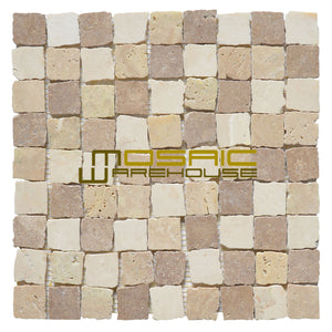 Marble Mosaic Tile, "Rabat Collection", MM 1101 - Pissaro, Chip Size 1-1/4"X1-1/4", 12"X12", Tumbled