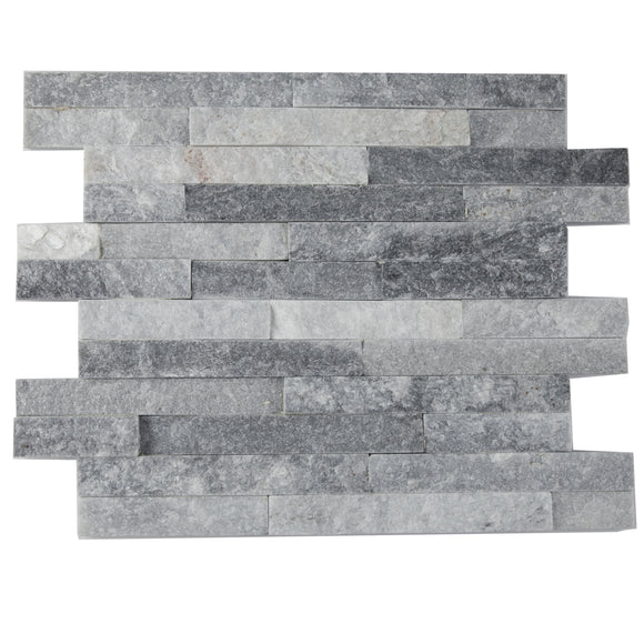 Split Face Interlocking Marble Tile, MM 5503- Alaska Gray, 14-1/4