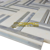 Marble Mosaic Tile, "Quilt Collection", MM 8103 - Maurice, Large Mixed Herringbone, 12"X11", Polished