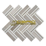 Marble Mosaic Tile, "Quilt Collection", MM 8105 - Mohegan, Large Mixed Herringbone, 12"X11", Polished