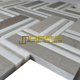 Marble Mosaic Tile, "Quilt Collection", MM 8105 - Mohegan, Large Mixed Herringbone, 12"X11", Polished