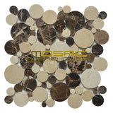 Marble Mosaic Tile, "Bolle Collection", MM 9103 - Emperador Dark, 11"X11", Polished