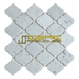 Marble Mosaic Tile, "Lantern Collection", MM 9201 -  Carrara White, Chip Size 3"X3", 12"X10-1/2", Polished