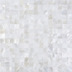 Peel and Stick 3D Wall Decor Genuine Mother of Pearl Shell Mosaic Tile, PSSM 101 - Super White, 12"X12"X0.079"(2MM0