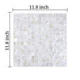Peel and Stick 3D Wall Decor Genuine Mother of Pearl Shell Mosaic Tile, PSSM 101 - Super White, 12"X12"X0.079"(2MM0