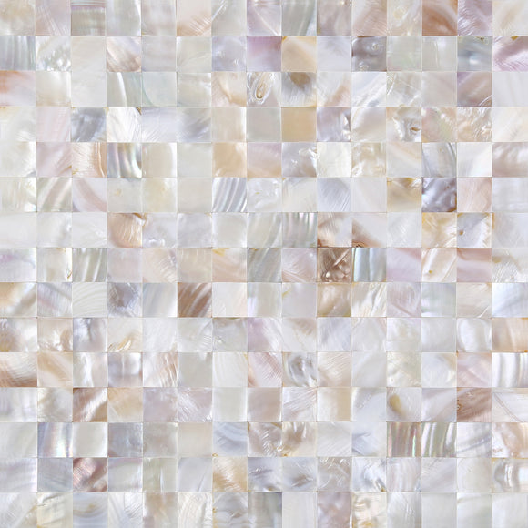 Peel and Stick 3D Wall Decor Genuine Mother of Pearl Shell Mosaic Tile, PSSM 102 - Natural White, 12