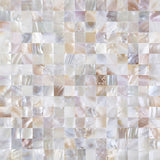 Peel and Stick 3D Wall Decor Genuine Mother of Pearl Shell Mosaic Tile, PSSM 102 - Natural White, 12"X12"X0.079"(2MM)