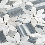 Waterjet Design Marble Mosaic Tile, WJM 1001 - Blossom, 11-1/2"X11-1/2", Polished