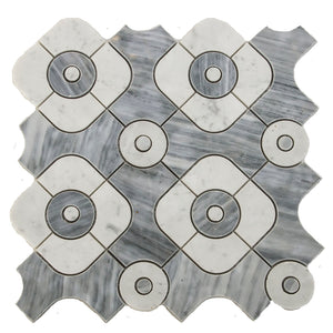Waterjet Design Marble Mosaic Tile, WJM 1004 - Serene, 11"X11", Polished