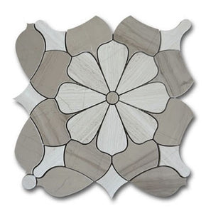 Waterjet Design Marble Mosaic Tile, WJM 3002- Daisy 11"X11", Polished