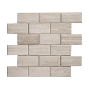 White Oak Marble Mosaic Tile, WOMM0204-B  2"X4" Deep Beveled Brick Tile