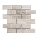 White Oak Marble Mosaic Tile, WOMM0204 - 2"X4" Brick, 12"X12"x3/8", Polished