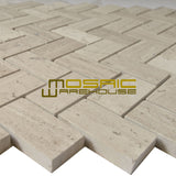White Oak Marble Mosaic Tile, WOMM1CRO, Chip Size 1"X2" Herrringbone, Polished