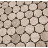 White Oak Marble Mosaic Tile, WOMM34ROU-H, 3/4'' Penny Round, 12"X11.5"X3/8", Honed