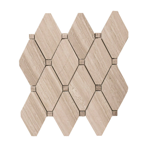 White Oak Marble Mosaic Tile, WOMM6DIA-H, 5-1/4''X3'' Big Diamond, 12